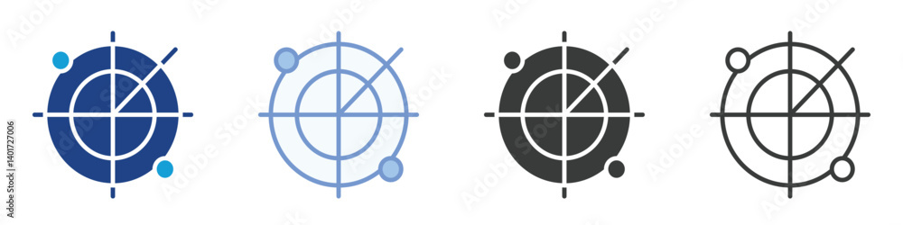 Poster radar icons collection – multiple vector styles icons