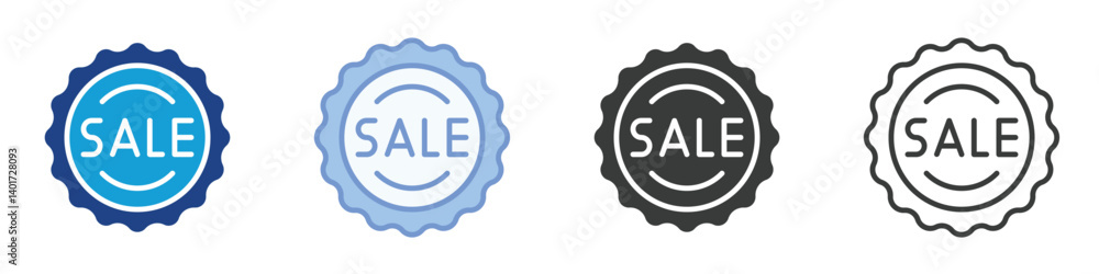 Poster sale splash tag icons collection – multiple vector styles icons
