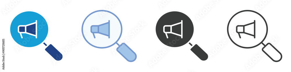 Poster searching icons collection – multiple vector styles icons