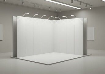 White Exhibition Booth Empty Space in Modern Gallery Setting