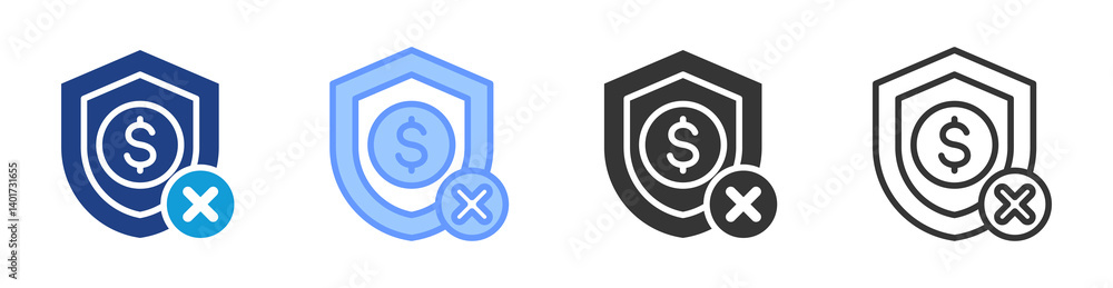 Poster no guaranteed payment icon set multiple style collection