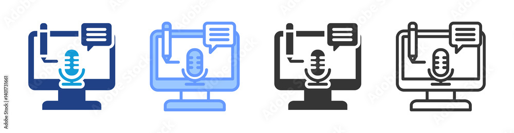 Poster podcast icon set multiple style collection