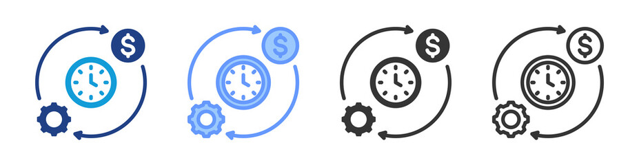 Full Time Employment icon set multiple style collection