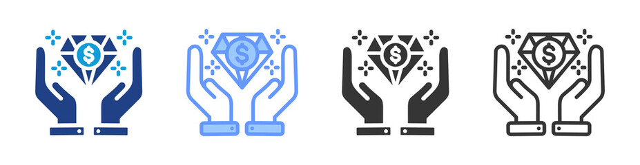 Freelance Benefit icon set multiple style collection