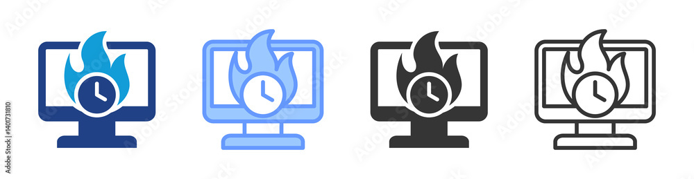 Poster Deadline icon set multiple style collection