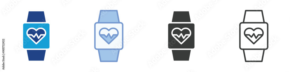 Poster smartwatch heartrate icons collection – multiple vector styles icons