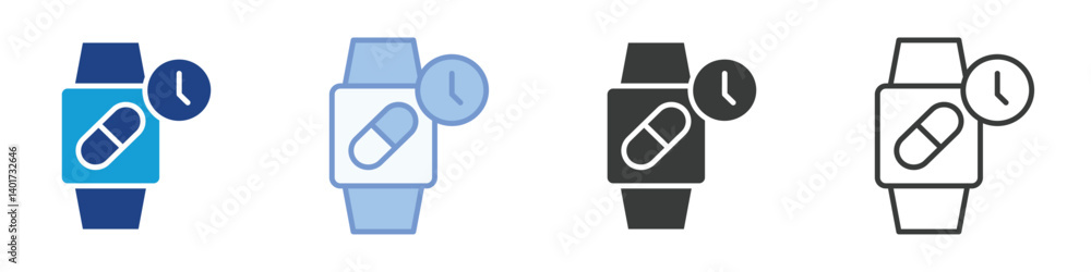 Poster smartwatch remainder icons collection – multiple vector styles icons
