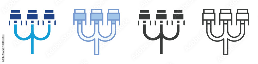 Poster split cable icons collection – multiple vector styles icons