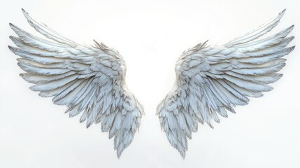Ethereal Angel Wings in Renaissance Style with Soft Lighting and White Background