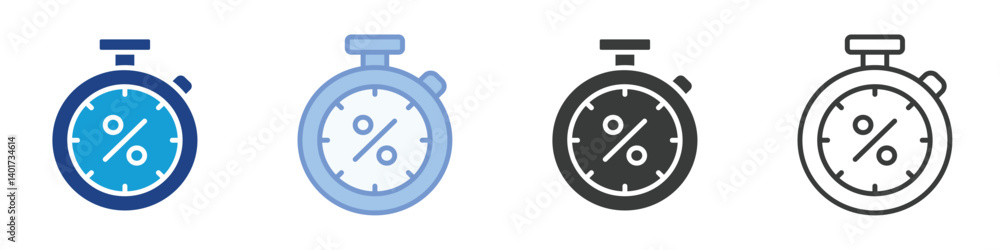Poster stopwatch discount icons collection – multiple vector styles icons