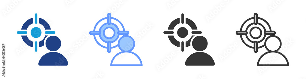 Poster Target Identity icon set multiple style collection