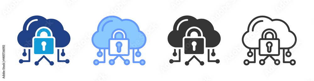 Aufkleber Cloud Technology icon set multiple style collection