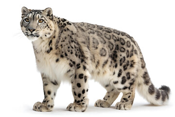 Naklejka premium Snow Leopard Standing Isolated on White Background