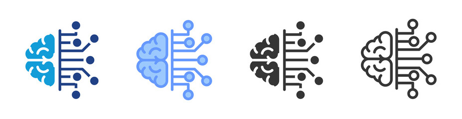 Artificial Intelligence icon set multiple style collection