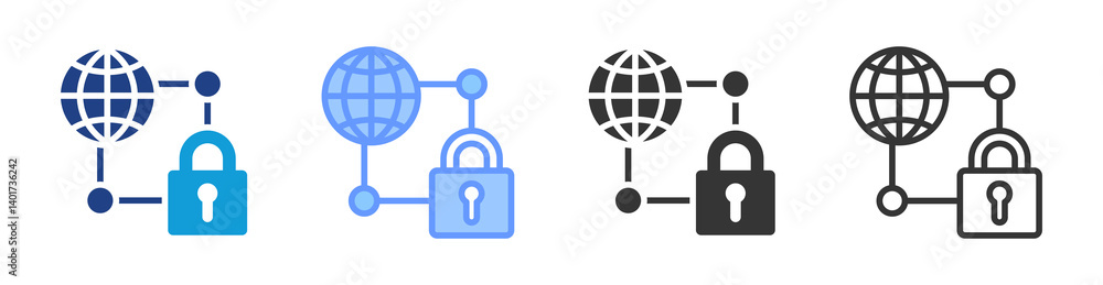 Aufkleber Global Security icon set multiple style collection