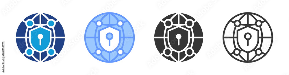 Poster Network Security icon set multiple style collection