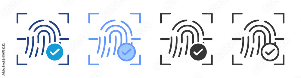 Poster Fingerprint icon set multiple style collection