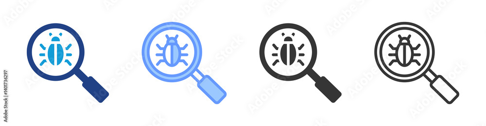 Poster Virus Scan icon set multiple style collection