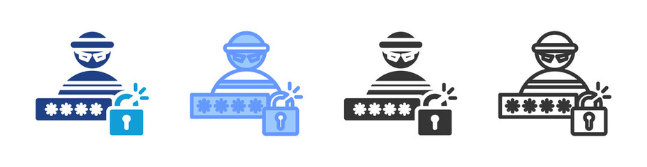 Password Theft icon set multiple style collection