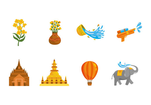 Yellow And Orange Traditional Celebration Illustration Set