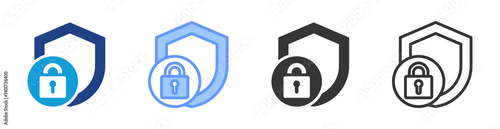 Aufkleber secure access icon set multiple style collection