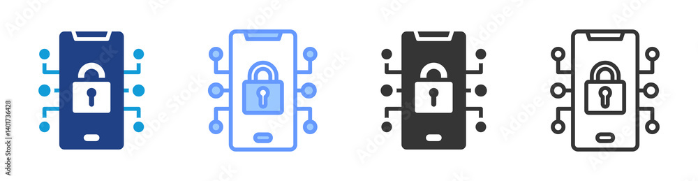 Poster Mobile Security icon set multiple style collection