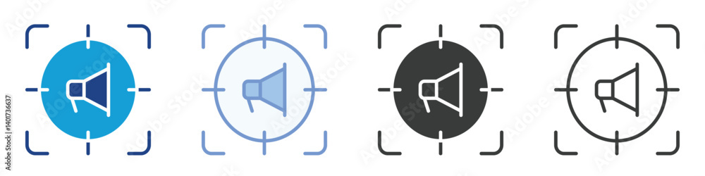 Poster target marketing icons collection – multiple vector styles icons