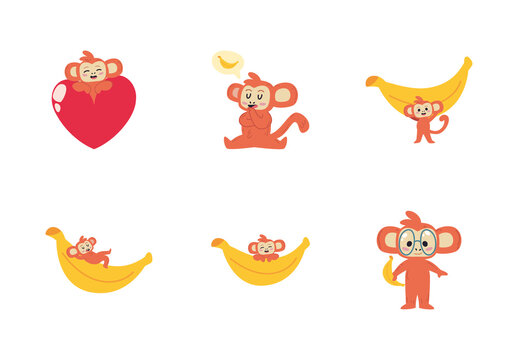 Colorful Adorable Banana And Heart Illustration Design