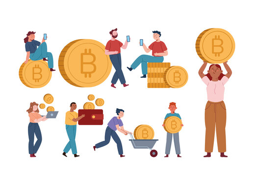 Colorful Digital Currency Elements Illustration Design