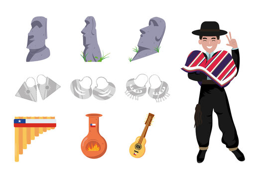 Colorful Chile Culture Illustration Design Set