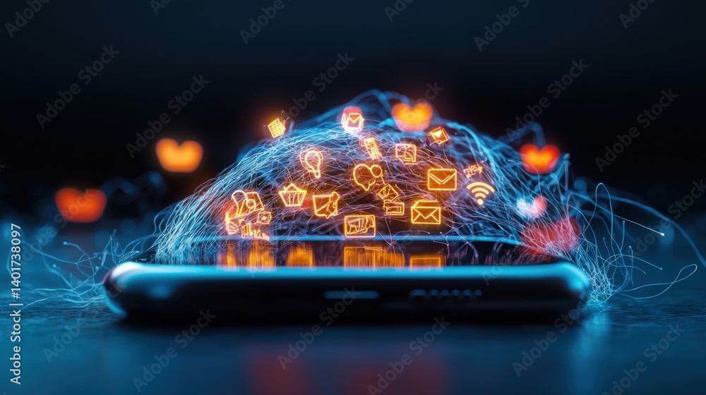 Poster digital communication burst technology space graphic design modern environment close-up view connect