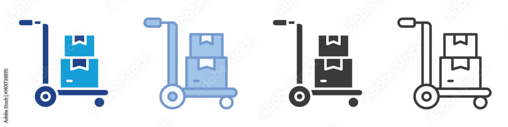 Poster trolly boxes icons collection – multiple vector styles icons