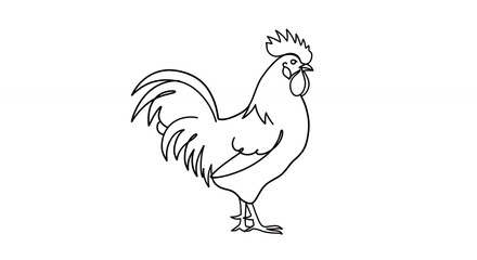 Obraz premium Rooster line art illustration