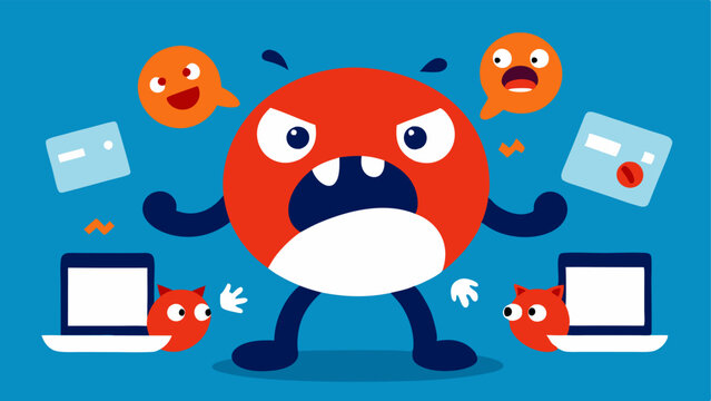 Invasion of the Browsers A metaphorical showing a friendly browser character being overwhelmed by aggressive ad characters that invade its space.