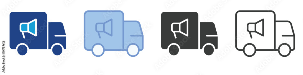 Poster truck icons collection – multiple vector styles icons
