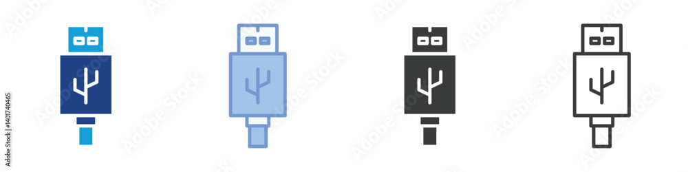 Poster usb cable icons collection – multiple vector styles icons