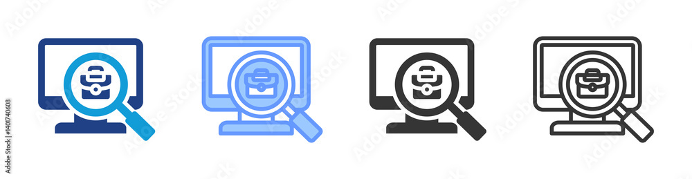 Poster Job Search icon set multiple style collection