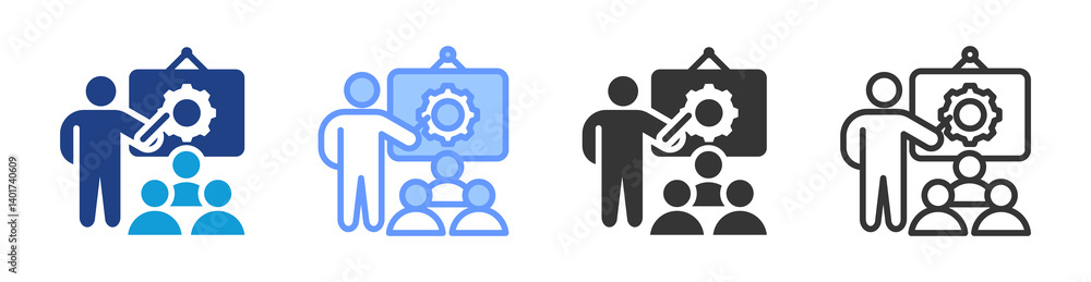 Aufkleber Training icon set multiple style collection