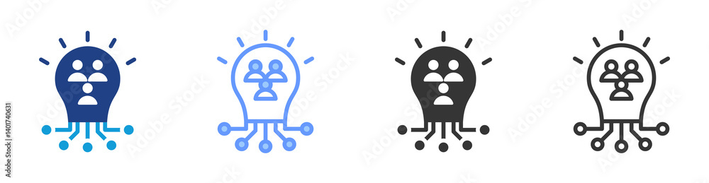 Aufkleber team strategy icon set multiple style collection