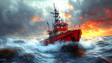 AI-guided fishing trawlers avoiding bycatch, sonar mapping fish schools, sustainability quotas enforced by blockchain trackers