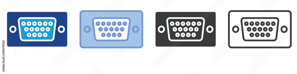 Poster vga port icons collection – multiple vector styles icons