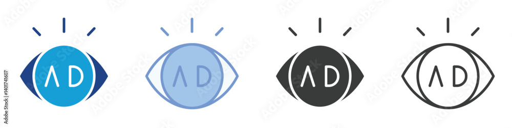 Poster vision icons collection – multiple vector styles icons