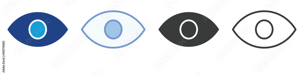 Poster vision icons collection – multiple vector styles icons