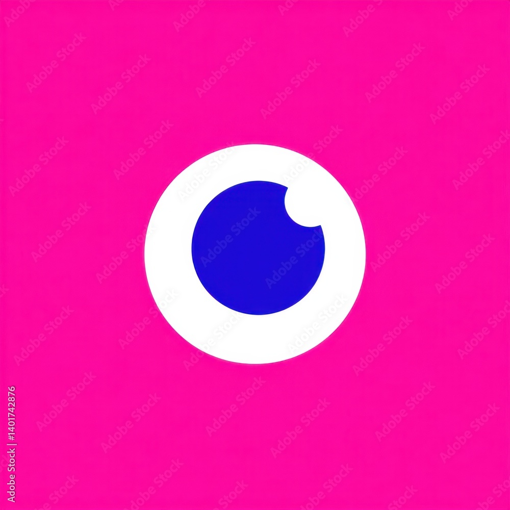 Poster a simple yet striking minimalist design featuring a solid blue circular icon or bubble prominently d