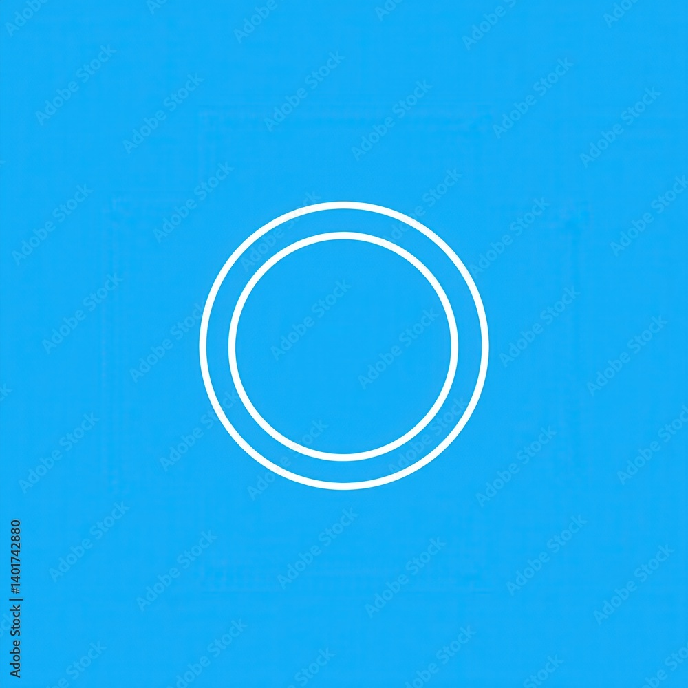 Poster a simple modern design featuring a white minimalist icon of a blue circular bubble or ring shape aga