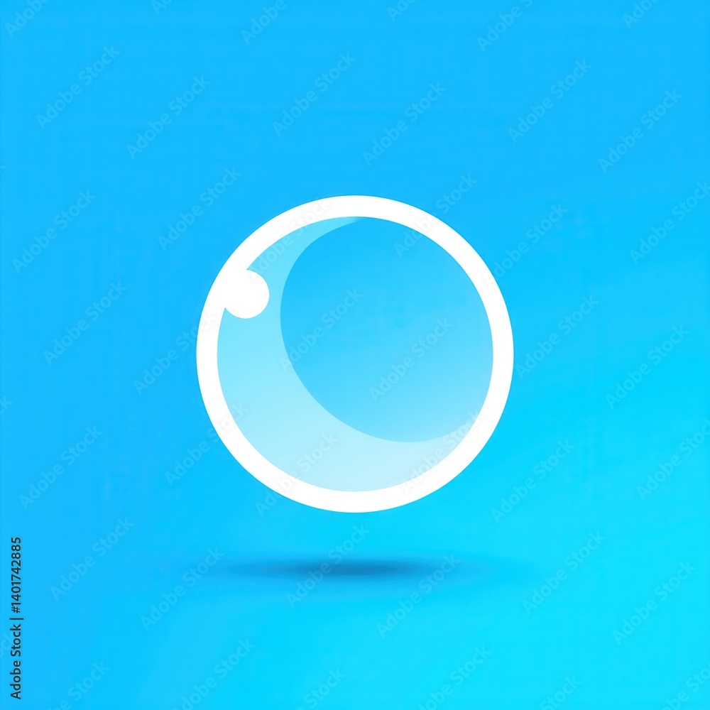 Poster a clean contemporary digital icon depicting a simple floating white bubble with a soft blue gradient
