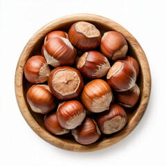 Obraz premium bowl with hazelnut top view on white background