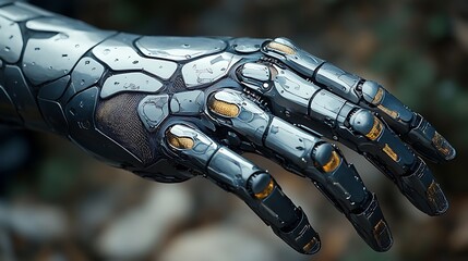 AI-powered tattoo studio with robotic needles, designs generated from DNA patterns, ink colors shifting via biometric feedback