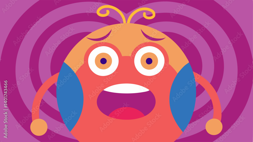Poster inner turmoil a simplified character with a round head and exaggerated featurestheir eyes bulging mo