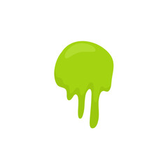 Liquid toxic drop. Flowing green sticky liquid. Vector illustration with toxic blob